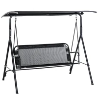 Outsunny Dondolo da Giardino Terrazza 2 Posti con Tettuccio Regolabile in Metallo e Texteline 172x110x155cm Nero(m-13)