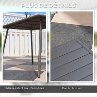 Outsunny Table à manger de jardin pour 6 personnes avec plateau à lattes pour jardin, patio, terrasse, 150 x 80 x 74 cm, gris(m-6)