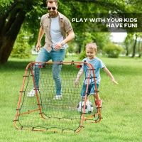 HOMCOM Double Sided Football Rebounder Net, Football Rebound Goal with Five Adjustable Angles, Orange(m-7)