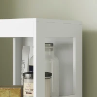 HOMCOM Mobilier de Baie cu 3 Rafturi Deschise și 2 Sertare, 30x30x141.2 cm, Alb(m-9)