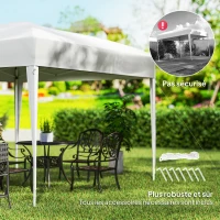 Outsunny Tonnelle de jardin extérieur 3x3m Tonnelle pliante Pop up Tente Pliable Barnum de Jardin Pliant Anti-UV + Sac de Transport Acier Oxford Blanc(m-6)