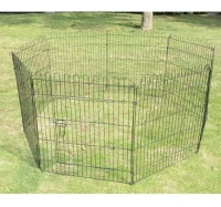 PawHut Parque para Animais de Estimação com 8 Paineis 71x76cm Dobrável Cerca para Animais de Estimação com Porta com Trava para Jardim Pátio Exterior Preto(m-2)