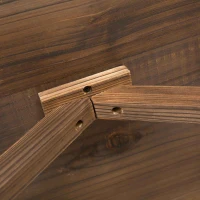 Outsunny Mesa de Jardín de Madera de Abeto con Patas en Forma de Rueda para Exterior e Interior 110x60x65 cm Acabado Carbonizado(m-7)