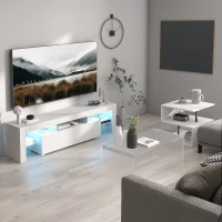 HOMCOM Mesa de Apoio com Forma de S Compartimentos Abertos 2 Níveis Desenho Elegante 50x50x50cm Branco(m-9)