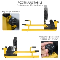 HOMCOM Aparat pentru Genuflexiuni 3 în 1 pentru Picioare, Abdominale și Flotări, 50x97x44,5-56,5 cm, Galben(m-4)