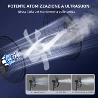 HOMCOM Ventilatore Nebulizzatore a 3 Velocità, Oscillazione 75° e Nebulizzazione Regolabile, Nero(m-4)