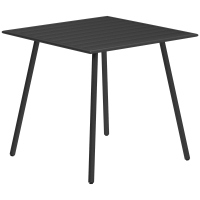 Outsunny Square Garden Table with Slat Top, Steel Frame, Outdoor Table for 4 Person, 80 x 80 x 74 cm, Black