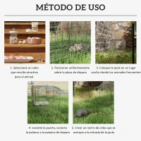 Outsunny Trampa para Animales Vivos Plegable 66x24x30,5 cm Jaula de Captura de Alambre con Puerta y Asa para Conejos Plata(m-5)