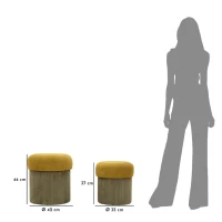 Mauro Ferretti Puff cu Depozitare Verde Set 2 Buc cm Ø 42x44-35x36(m-8)