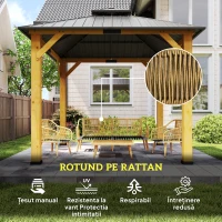 Outsunny Set de Grădină 4 Piese cu Canapea cu 3 Locuri, 2 Fotolii și Măsuță Joasă din Ratan PE și Oțel Multicolor(m-5)