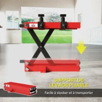 HOMCOM Cric de moto, table de levage moto à ciseaux, hauteur de levage 9,5-40 cm capacité 500 kg, 45 x 15 x 9,5-40 cm, rouge(m-7)