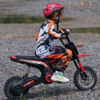 HOMCOM Elektrische Kindermotorfiets, 24V met Toeter en Verlichting, Draaigashendel, 8-16 km/u, 8-12 Jaar, Rood(m-2)