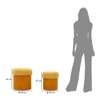 Mauro Ferretti Puff cu Depozitare Set 2 Buc cm Ø 42x44-35x36(m-8)