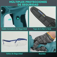 Outsunny Mini Motosierra Bateria 8 Pulgadas 6000mAh con 580W Motor sin Escobillas 2 Baterías Palo Telescópico para Podar Árboles(m-7)