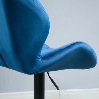 HOMCOM Set 2 Sgabelli da Bar Girevoli con Altezza Regolabile, Rivestimento Velluto e Base Rotonda, 51.5x57.5x93-114.5cm, Blu(m-10)