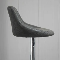 HOMCOM Set 2 Sgabelli da Bar con Altezza Regolabile, Base in Metallo e Seduta Finta Pelle, Sgabelli Alti Moderni Girevoli con Schienale e Poggiapiedi 46x48x83-104cm, Grigio Scuro(m-11)
