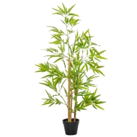 Outsunny Planta Artificial de Bambú 120 cm Árbol Artificial en Maceta Decorativa para Interior Hogar  Ø15,5x120 cm Verde