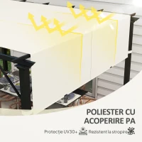 Outsunny Husă pentru Foișor Pergolă 3x3 m din Poliester cu Buzunare și Curele, 488x122 cm, Crem Alb(m-5)