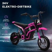 HOMCOM Kinderelektrische Motor, 24V Motorfiets met Claxon en Verlichting, Draaigashefboom, 8-16 km/u, 8-12 Jaar, Roze(m-6)