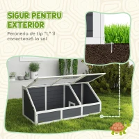 PawHut Căsuță pentru Țestoase fără Paviment cu Panel Detașabil și 2 Spații Separate, 120x55x50 cm, Gri(m-4)