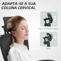 HOMCOM Cadeira de Escritório de Malha com Apoio para a Cabeça Suporte Lombar Apoio para os Pés Função de Inclinação 71x70x109-119 cm Preto(m-6)