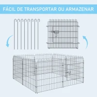 PawHut Parque para Animais de Estimação com 8 Paineis 71x76cm Dobrável Cerca para Animais de Estimação com Porta com Trava para Jardim Pátio Exterior Preto(m-7)