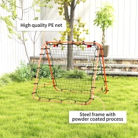 HOMCOM Double Sided Football Rebounder Net, Football Rebound Goal with Five Adjustable Angles, Orange(m-6)