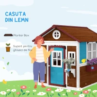 Outsunny Casuta de Joaca din Lemn pentru Copii pentru Exterior(m-4)