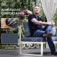Outsunny Conjunto de Jardim de 4 Peças em Forma de L com 2 Sofás Sofá de Canto com Assento Ajustável e Mesa de Centro Bege e Cinza(m-6)