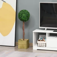 Outsunny Alberello Bosso Artificiale con Vaso Pianta Finta Altezza 87cm per Interno ed Esterno, Verde chiaro e scuro(m-6)