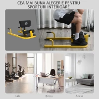 HOMCOM Aparat pentru Genuflexiuni 3 în 1 pentru Picioare, Abdominale și Flotări, 50x97x44,5-56,5 cm, Galben(m-5)