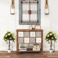 Outsunny Set of 2 Artificial Plants White Rose Floral in Pot, Fake Plants for Home Indoor Decor, 90cm, Yellow(m-4)