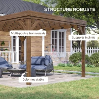 Outsunny Pergola 4 x 3 m en bois traditionnelle autoportante avec 4 pieds Toit terrasse à décorer - marron(m-4)