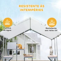 PawHut Gaiola para Gatos de Exterior Recinto para Gatos com Cobertura Impermeável 420D Plataformas para 5 Gatos 200x170x195 cm Prata(m-7)