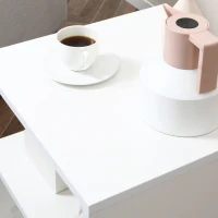 HOMCOM Mesa de Apoio com Forma de S Compartimentos Abertos 2 Níveis Desenho Elegante 50x50x50cm Branco(m-7)