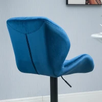 HOMCOM Set 2 Sgabelli da Bar Girevoli con Altezza Regolabile, Rivestimento Velluto e Base Rotonda, 51.5x57.5x93-114.5cm, Blu(m-11)