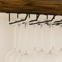 HOMCOM Suporte para Vinho para 24 Garrafas Estilo Industrial com Suporte para Copos e Prateleira Aberta 66x30x100,3 cm Castanho Rústico(m-8)