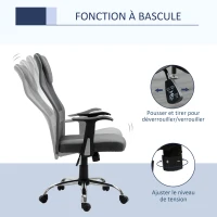 Vinsetto Chaise de Bureau Ergonomique Fauteuil de Bureau pivotant, hauteur réglable, Dossier en maille respirante, revêtement en Nylon synthétique Gris(m-5)