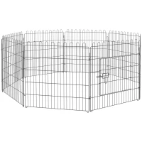 PawHut Parque para Animais de Estimação com 8 Paineis 71x76cm Dobrável Cerca para Animais de Estimação com Porta com Trava para Jardim Pátio Exterior Preto(m-1)