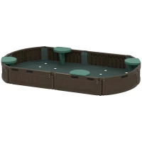 Outsunny Sandkasten für Kinder, inkl. Abdeckung, 4 Sitzplätze, robuste Kunststoffwände, 183 x 105 x 22,5 cm, Braun(m-1)