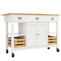 Isla de Cocina con Lados Plegables y Almacenamiento Multifuncional 120x45/73x90 cm Blanco y Color Natural