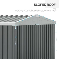 Outsunny 14 x 8ft Outdoor Garden Metal Storage Shed with Lockable Door, Tool Storage Box for Garden, Patio and Lawn, Grey(m-7)