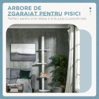 PawHut Ansamblu de Joacă Reglabil pentru Pisici 225-255 cm Alb(m-4)