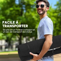 Outsunny Chaise de camping chaise de pêche pliante, dossier haut, coussin amovible et sac de transport, 59x67x96cm, noir(m-7)