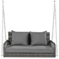 Dondolo da giardino dondolo Hollywood con cuscini di seduta e schienale rimovibili e lavabili, 2 posti, Grigio(m-12)