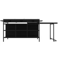 Isola cucina con spazio di conservazione e piano estraibile, design multifunzionale, Nero e Bianco(m-2)