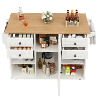 Îlot de cuisine moderne, espace de rangement multifonctionnel, 127×46×91,5 cm, Blanc(m-6)