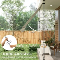 Outsunny Toldo Manual Retráctil 2x1,2 m Toldo Exterior Enrolável Altura Ajustável com Manivela 210-310 cm Proteção UV30+ Creme(m-5)