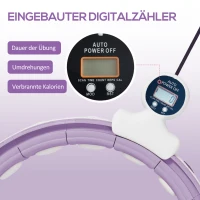 SPORTNOW Smart Hula Hoop Reifen Erwachsene mit Gewicht Kugel Zähler 16 Knoten (76-113cm) Violett(m-6)