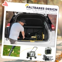 PawHut Hundbuggy Haustierbuggy Hundewagen, klappbar, abnehmbarer Korb, 81 x 58 x 97,5 cm, Schwarz+Dunkelgrün+Weiß(m-6)